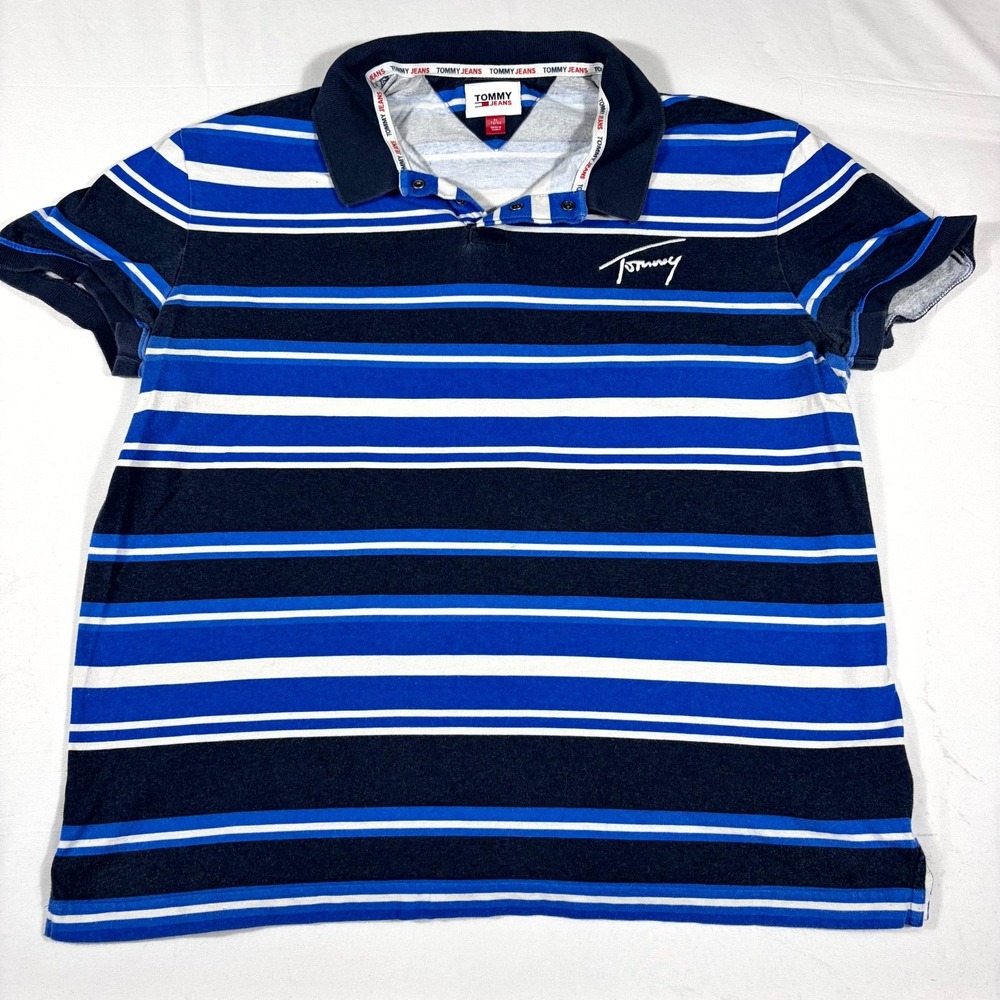 Tommy Hilfiger Polo Shirt Men's XL Multicolor Striped‎ Golf Performance Popover